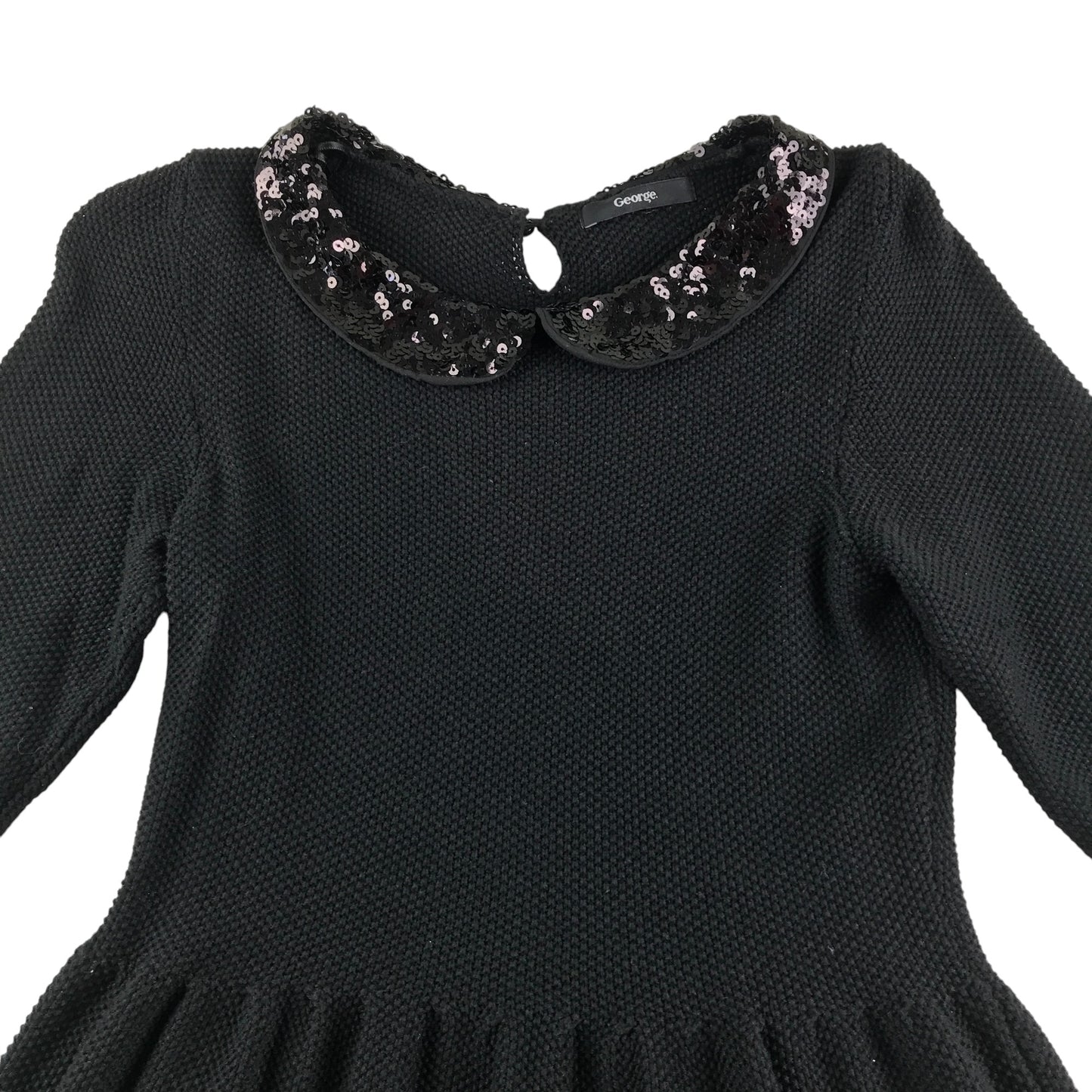 George dress small womens black long sleeve with sequin collar