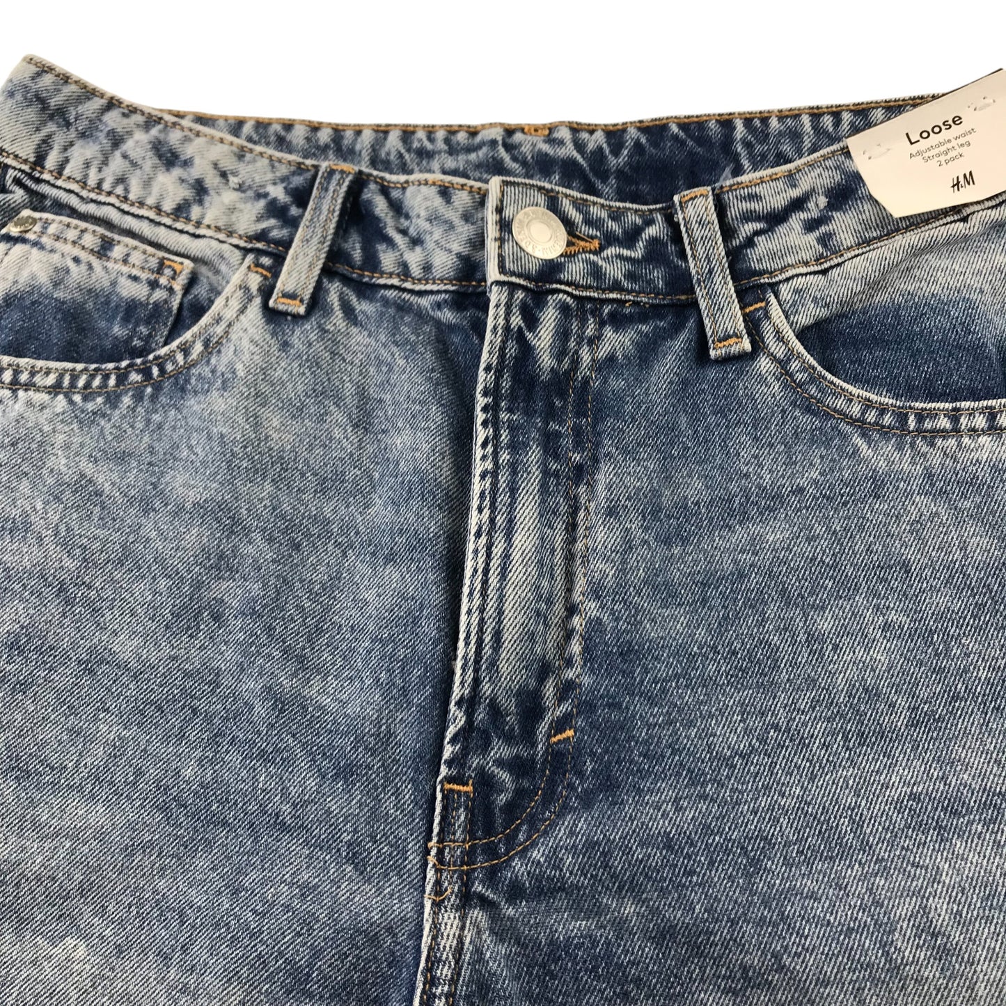 H&M Jeans 14-15 years Blue Denim Loose Adjustable Waist Cotton