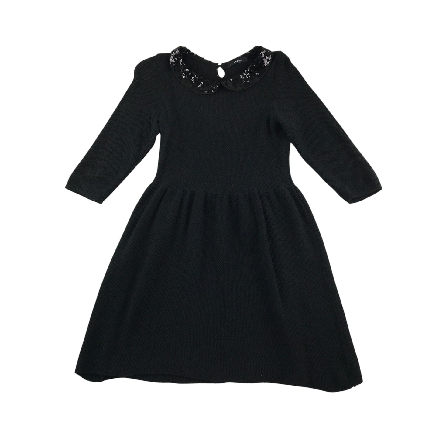 George dress small womens black long sleeve with sequin collar