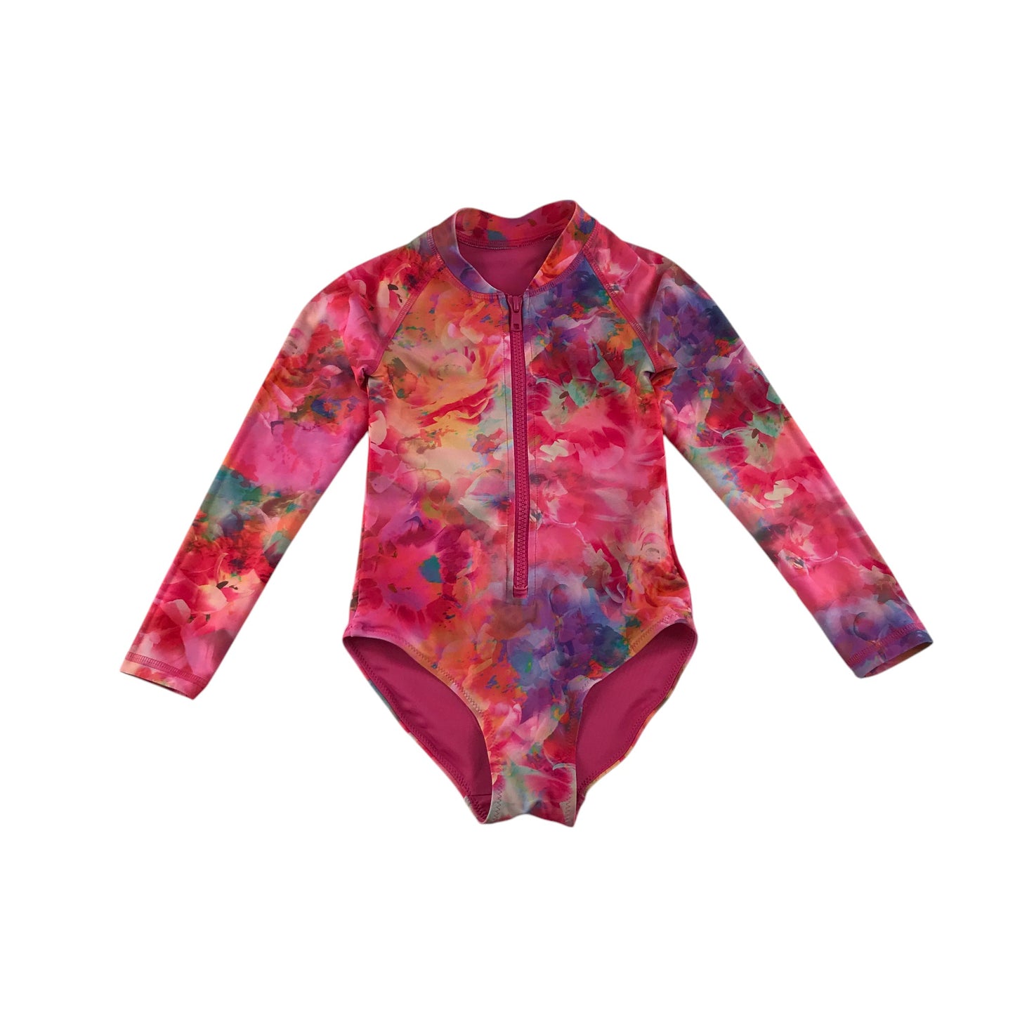 Next swimsuit 4-5 years pink graphic long sleeve one-piece cossie