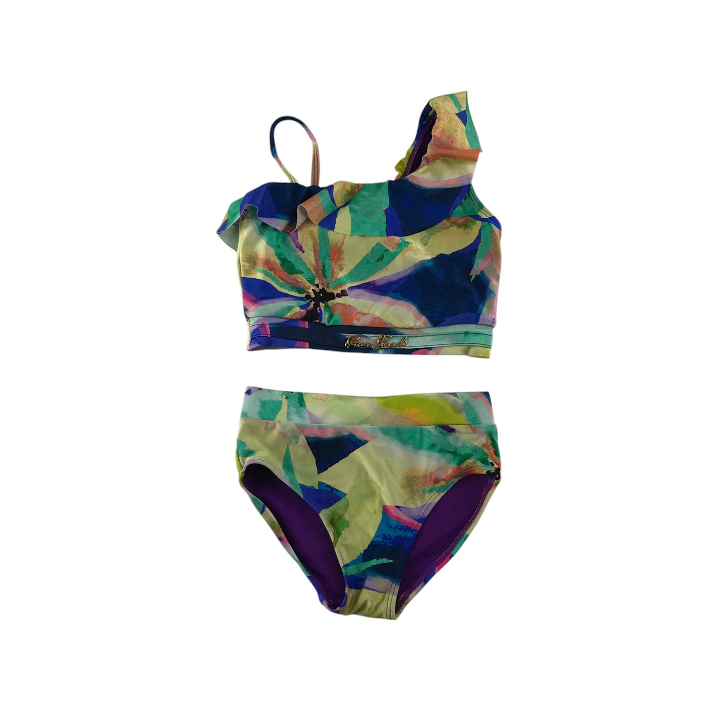 River Island swimsuit 4-5 years blue and yellow floral 2-piece set