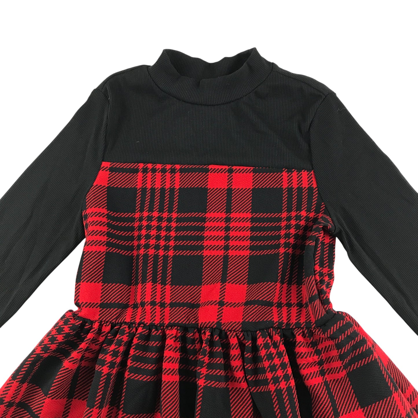 Shein dress 10-11 years black red tartan dress long sleeve