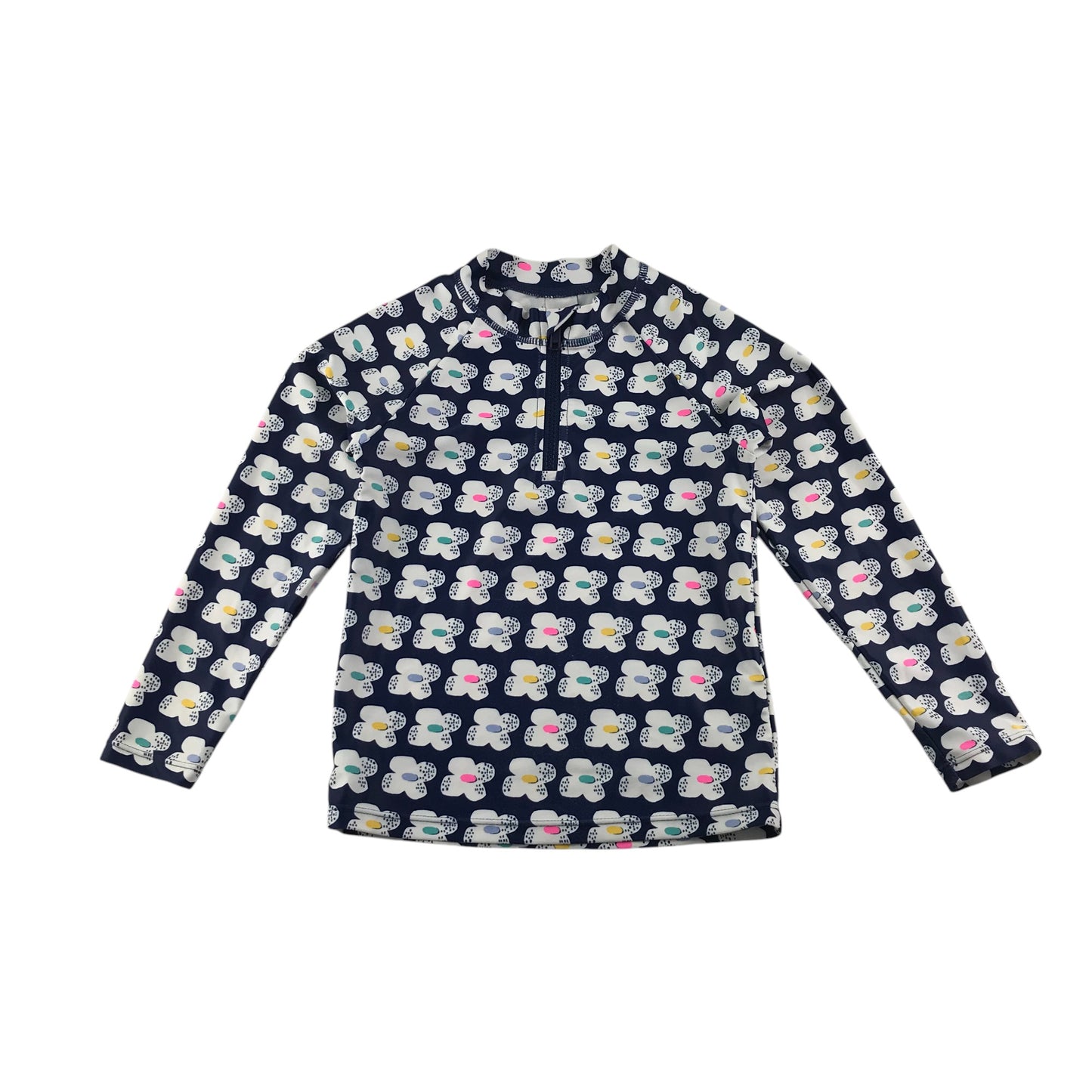 Next swim top 5-6 years navy blue floral long sleeve