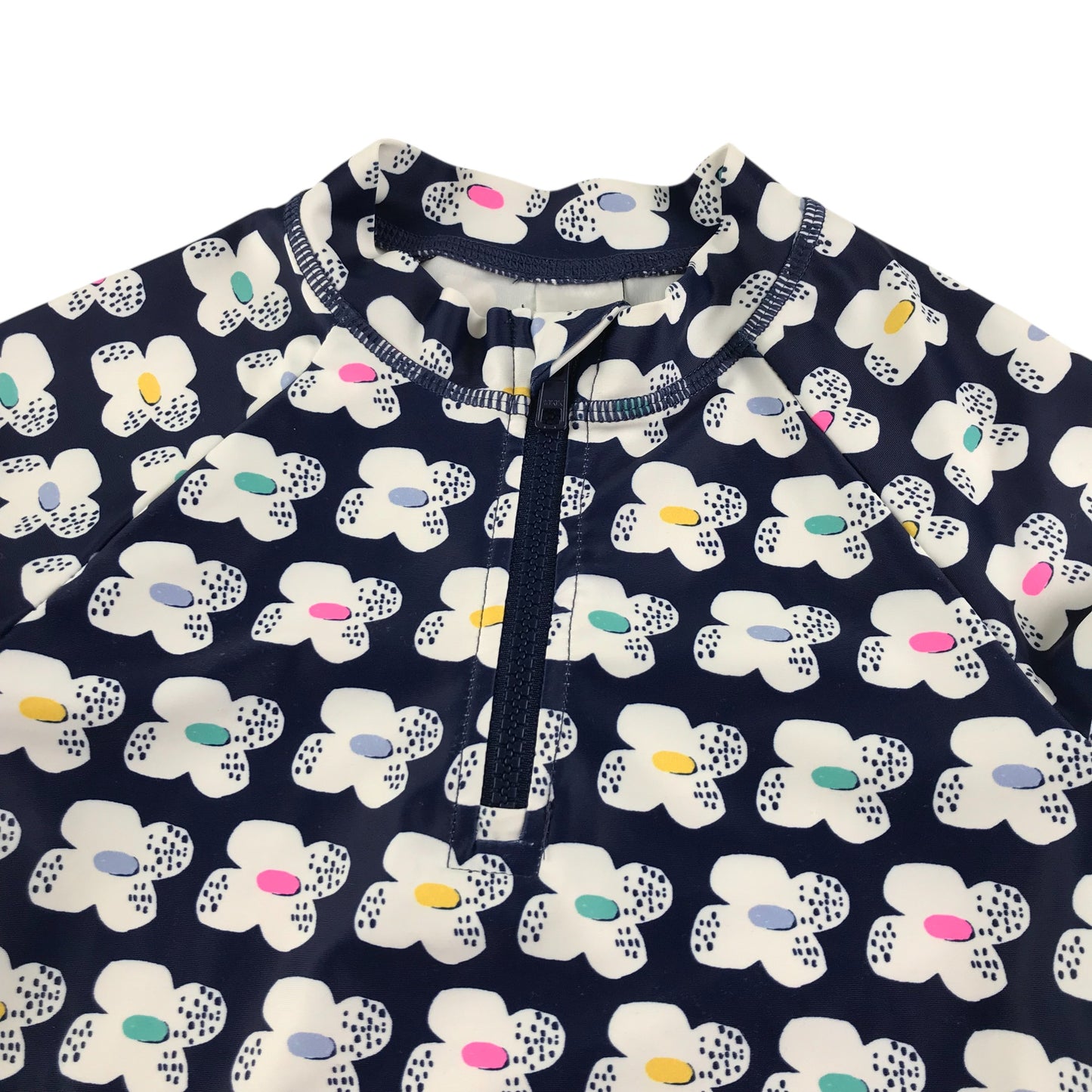 Next swim top 5-6 years navy blue floral long sleeve