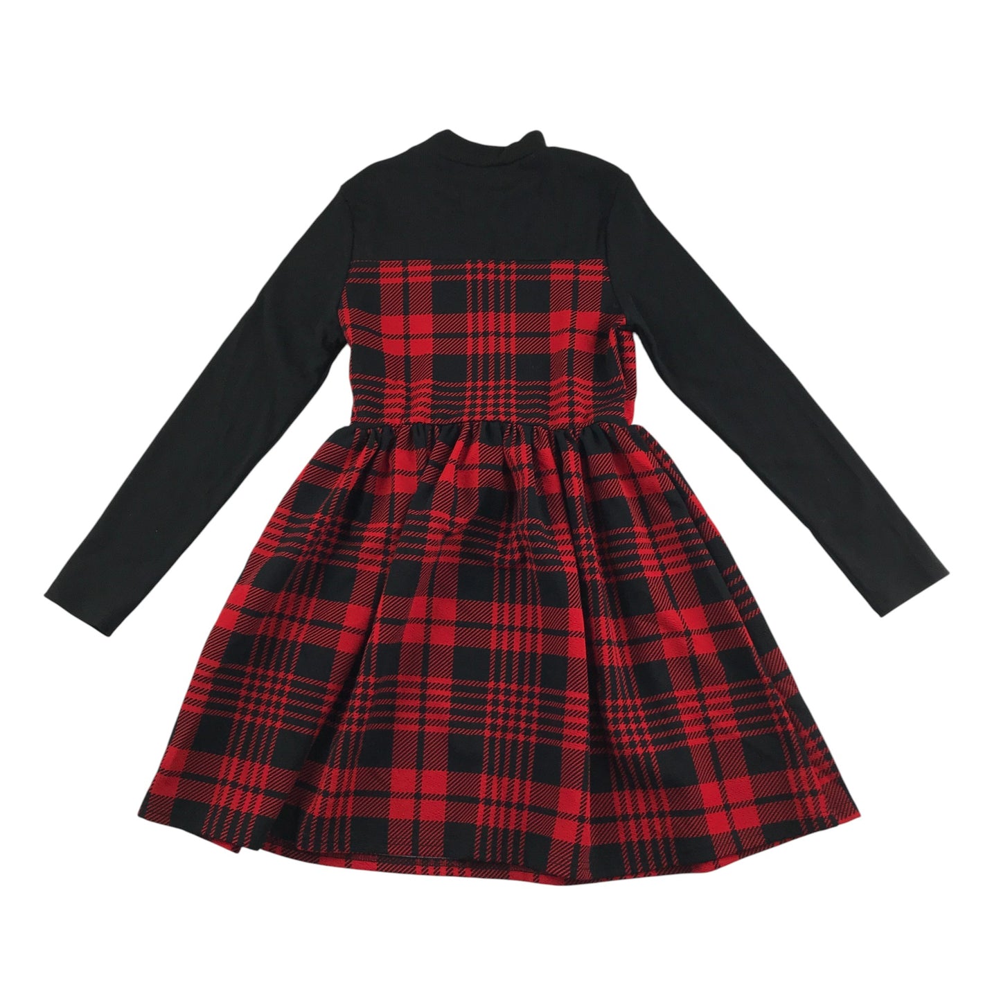 Shein dress 10-11 years black red tartan dress long sleeve