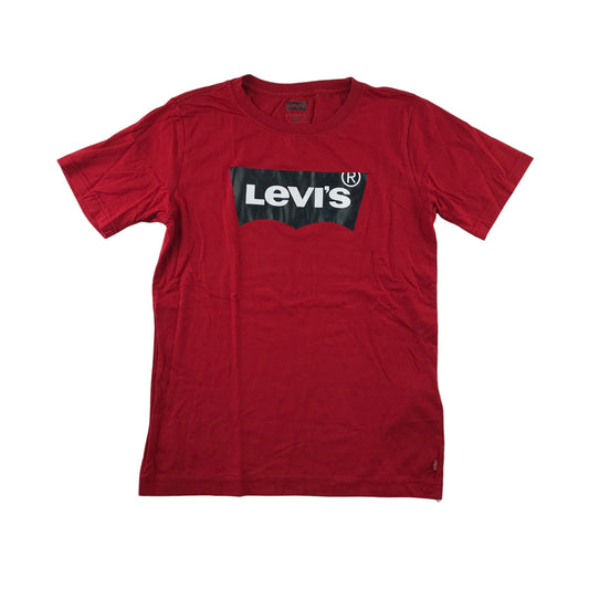 Levi's T-Shirt 15-16 Years Red Short Sleeve Large Logo Cotton