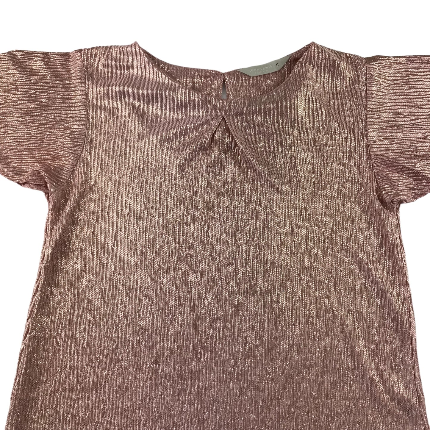 John Lewis blouse 11 years pink gathered stretchy sparkly top with short cape sleeves