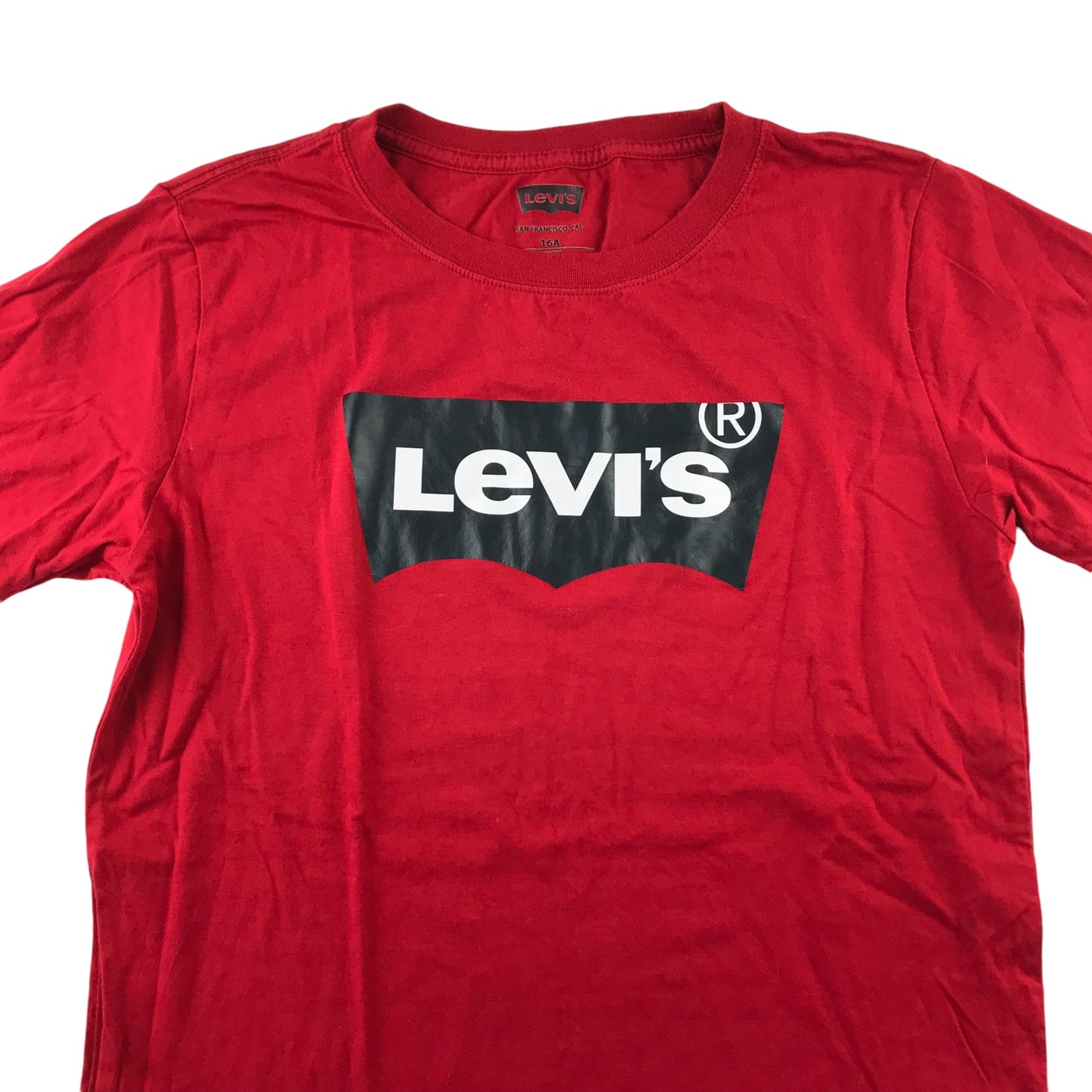 Levi's T-Shirt 15-16 Years Red Short Sleeve Large Logo Cotton