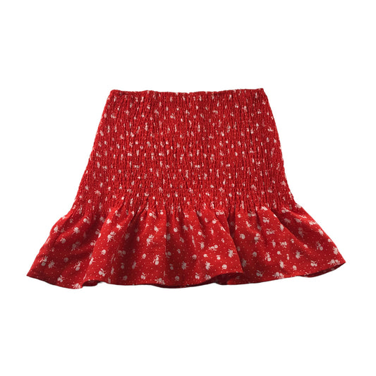 H&M Skirt Size Adult Small Red with White Flowers