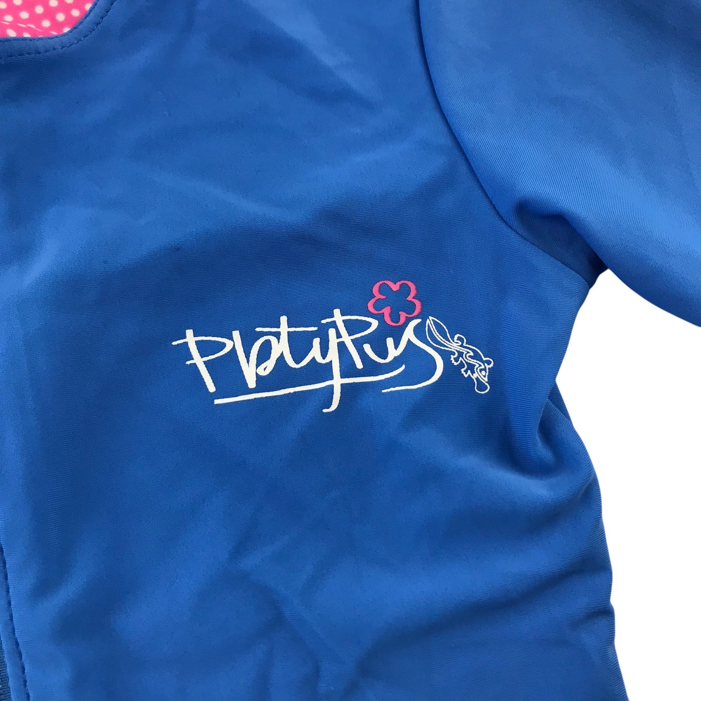 Platypus swim top 5-6 years blue and pink short sleeve