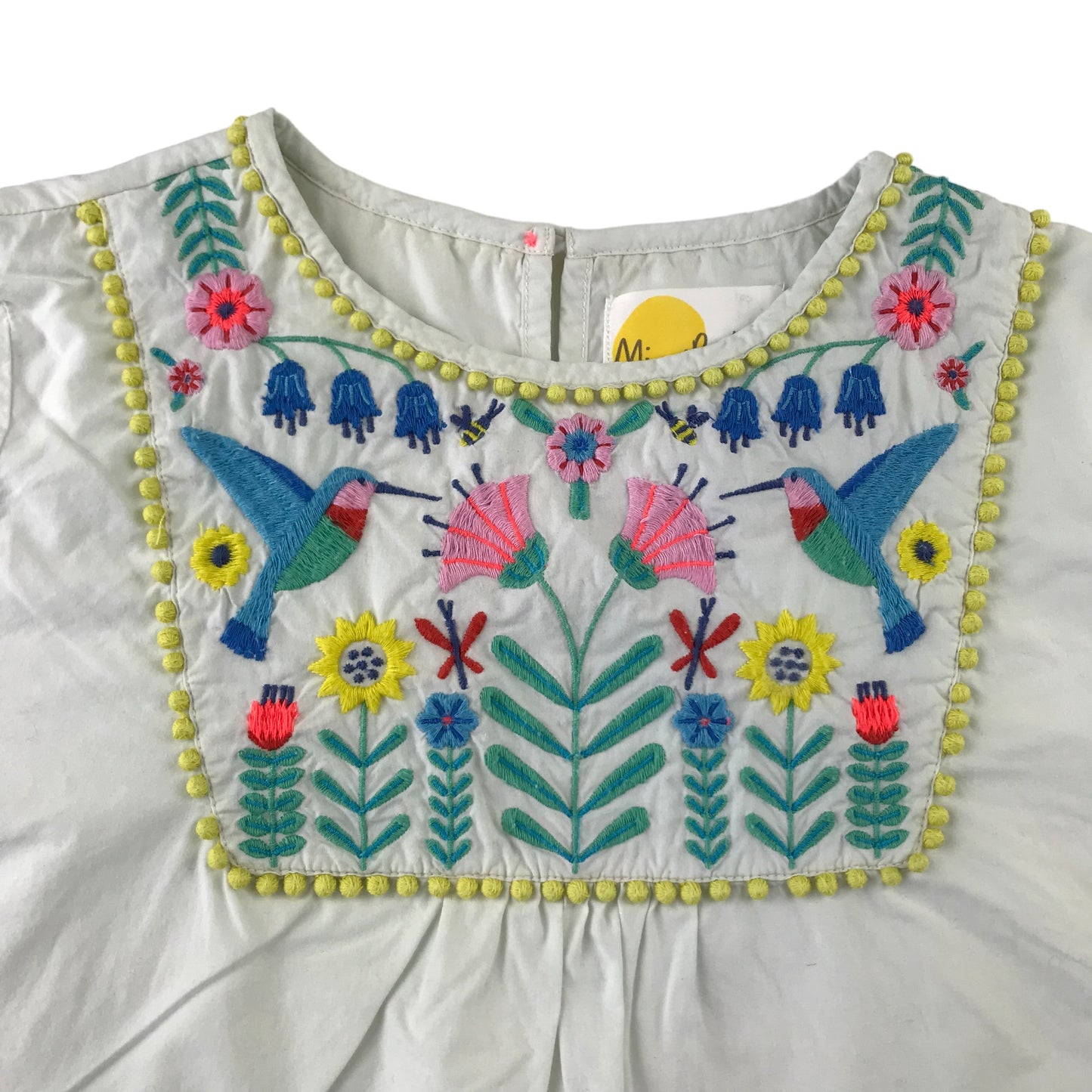 Mended Boden blouse 9-10 years white cropped embroidered cotton