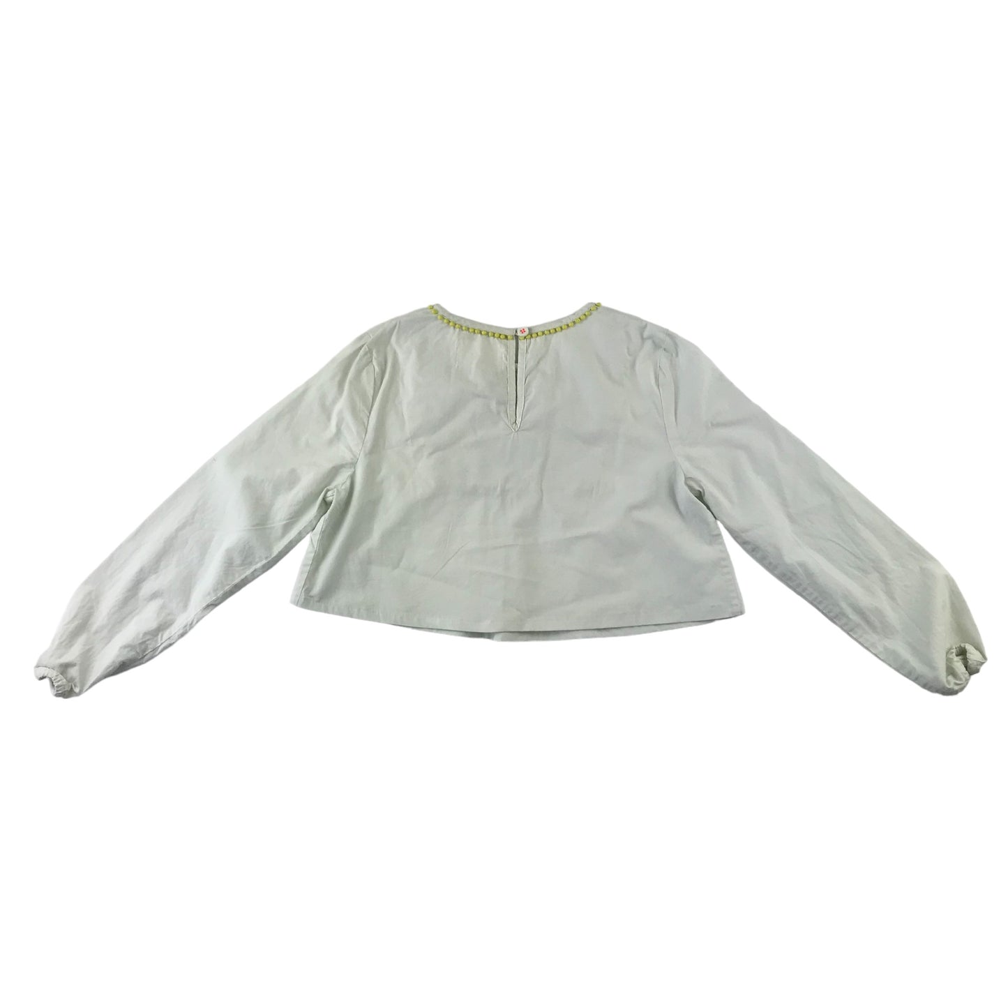 Mended Boden blouse 9-10 years white cropped embroidered cotton