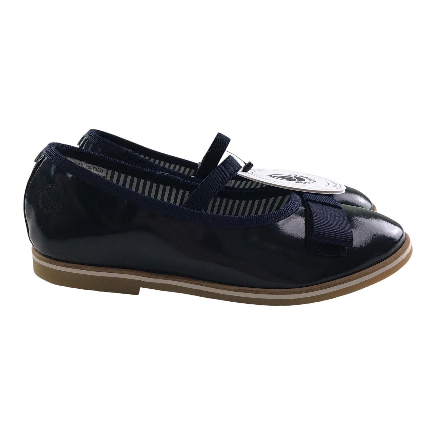 Petit Bateau mary janes navy leather ballerina style with strap