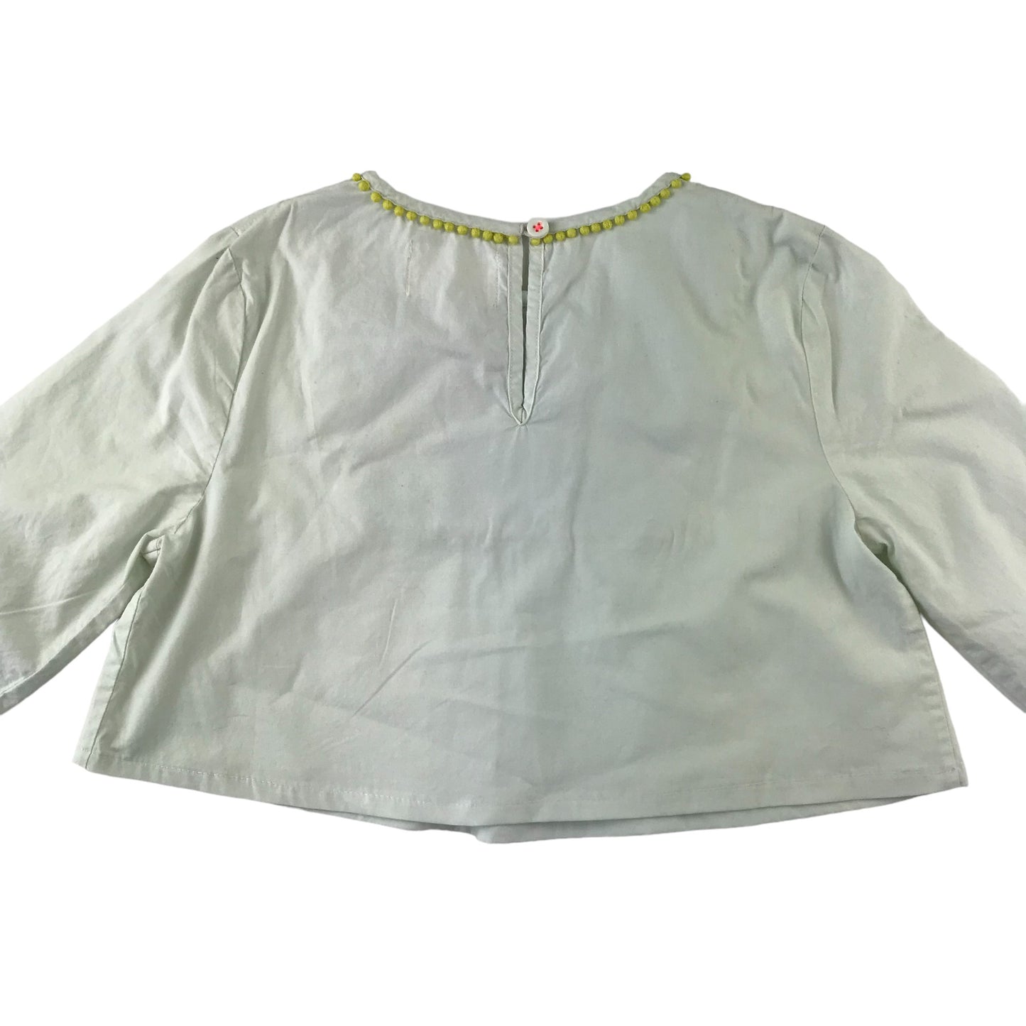 Mended Boden blouse 9-10 years white cropped embroidered cotton