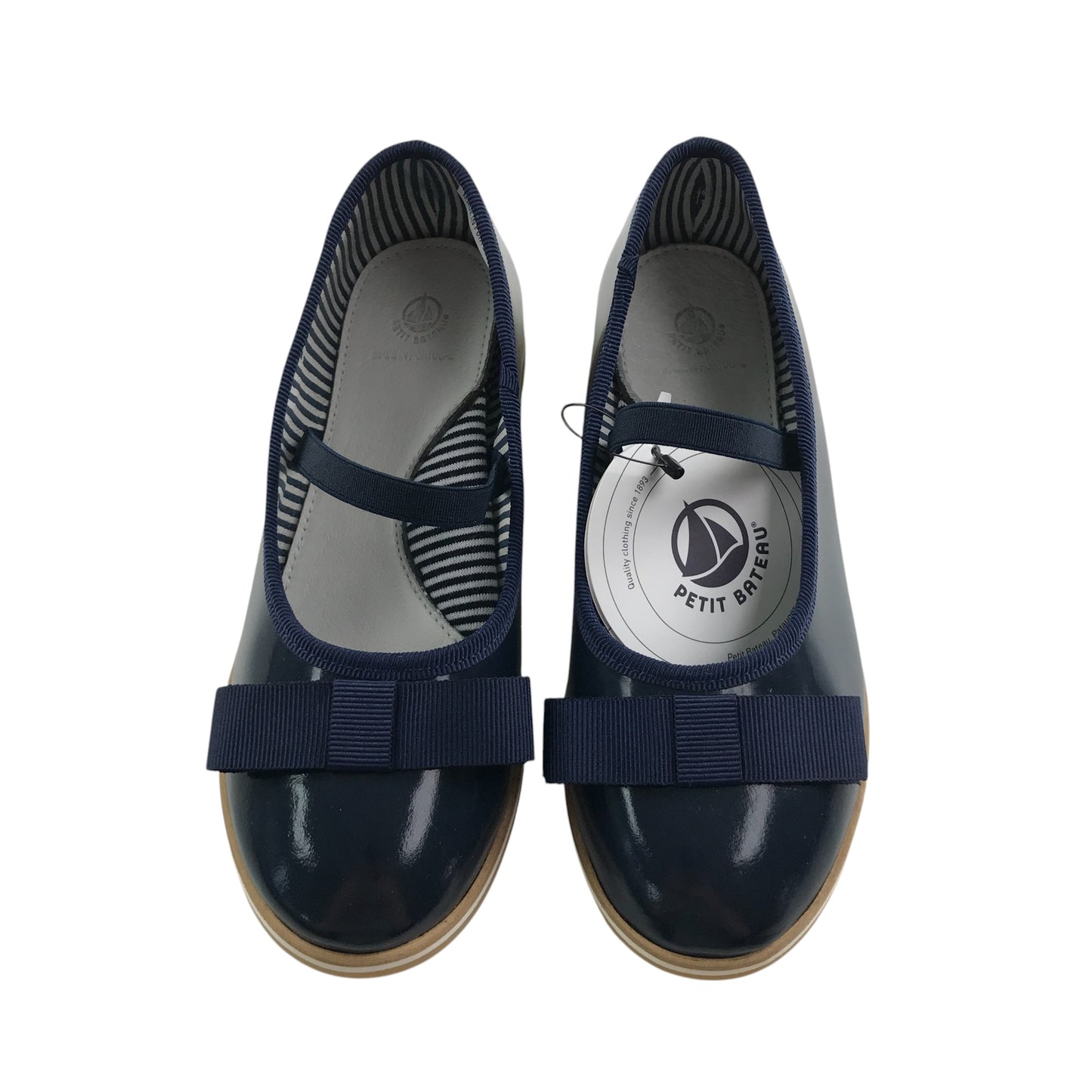 Petit Bateau mary janes navy leather ballerina style with strap