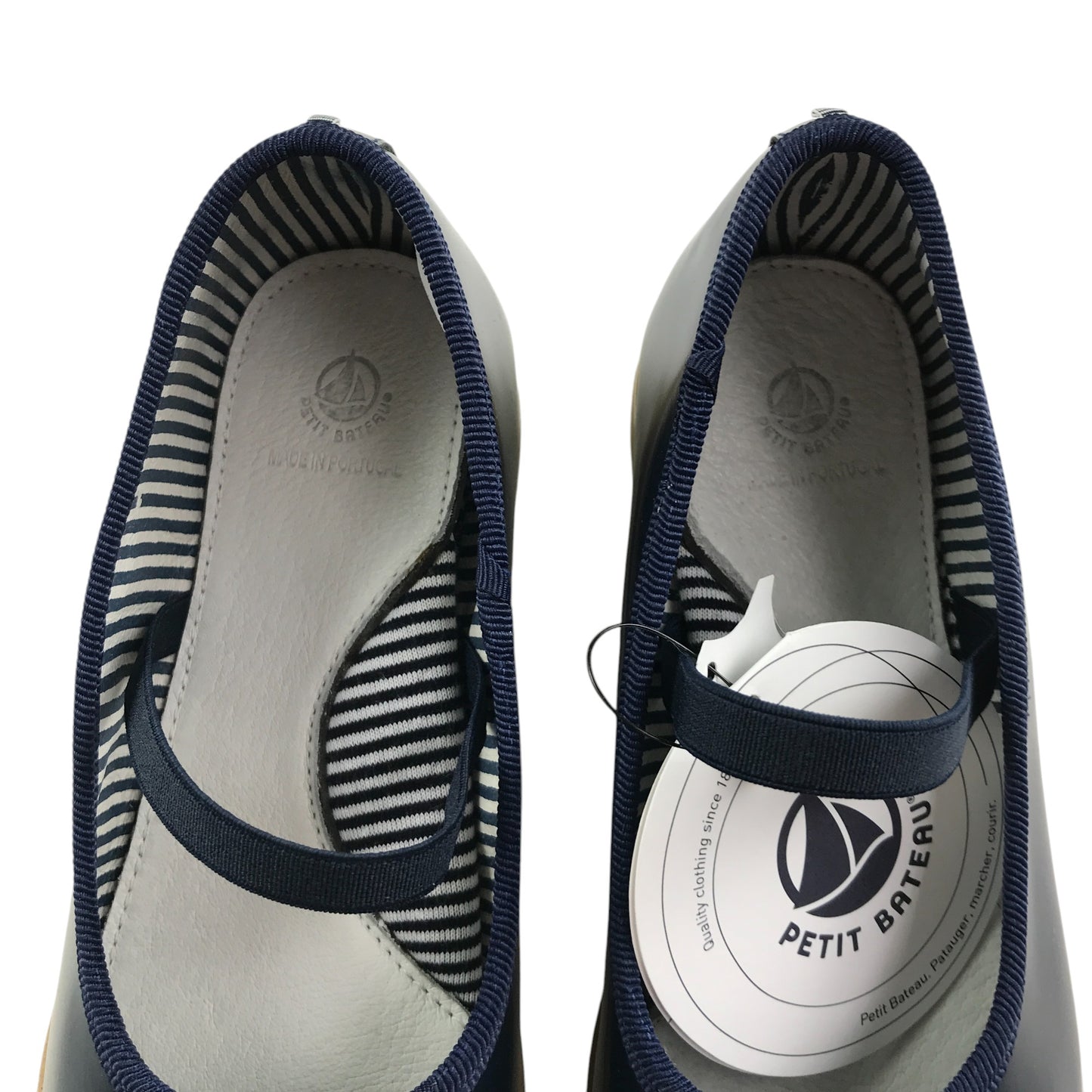 Petit Bateau mary janes navy leather ballerina style with strap
