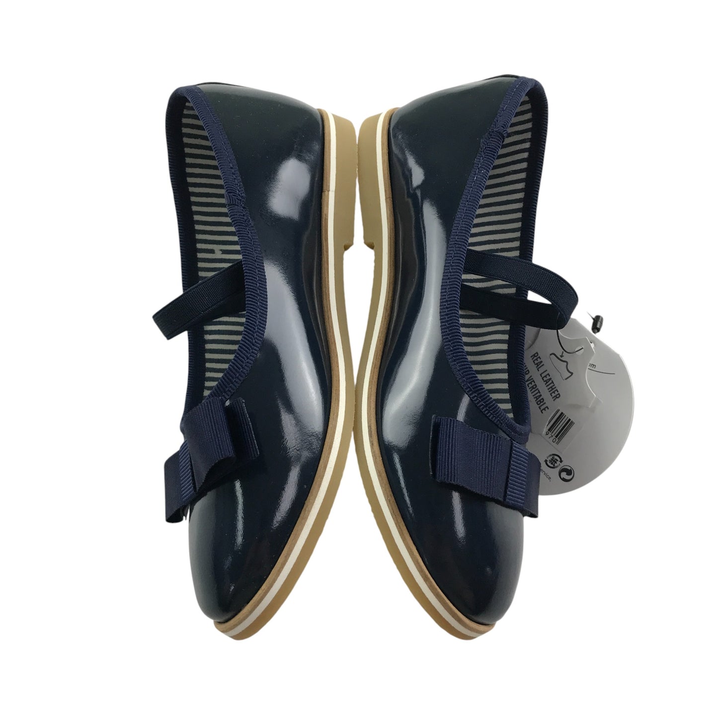 Petit Bateau mary janes navy leather ballerina style with strap