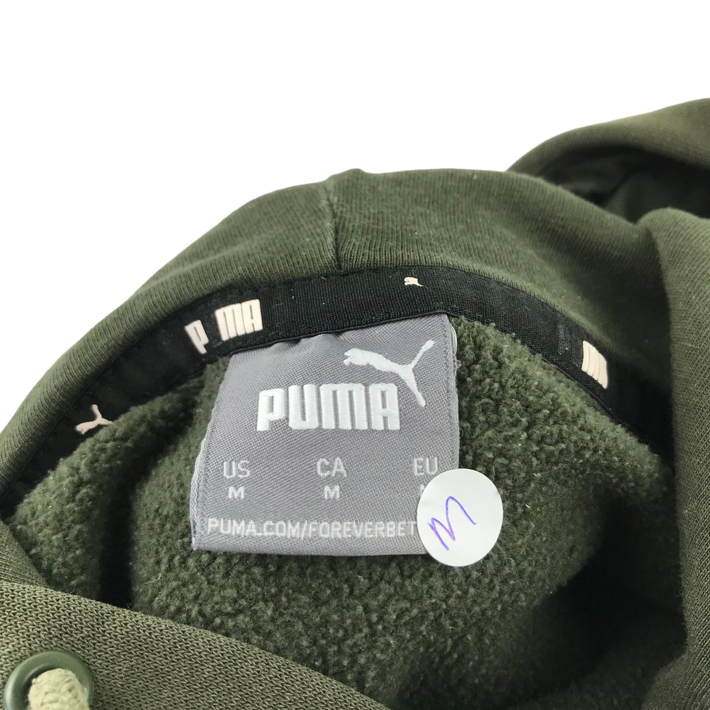 Puma hoodie adult size M khaki green plain classic pullover