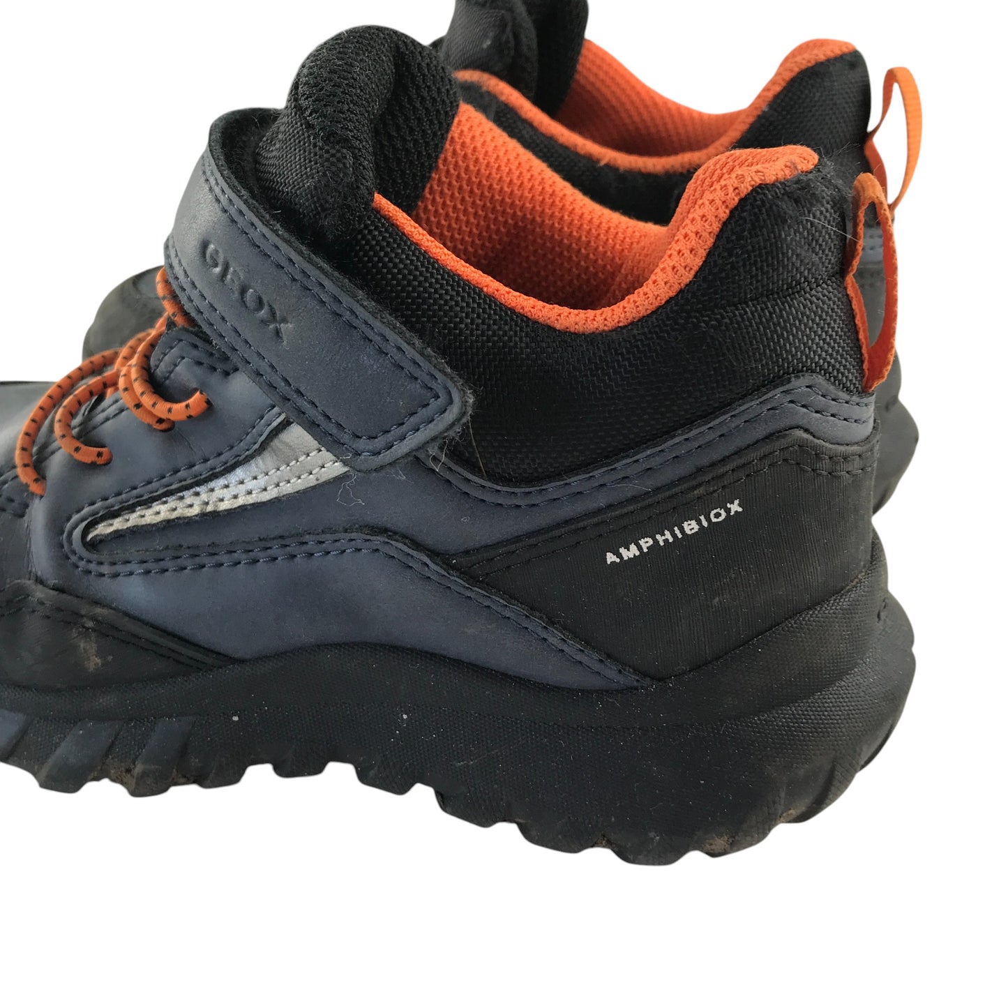 Geox hiking shoe size 11 junior blue and black with orange laces waterproof