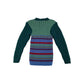 Handmade Jumper Age 5-7 Green Stripy Stretchy Knit with Buttons