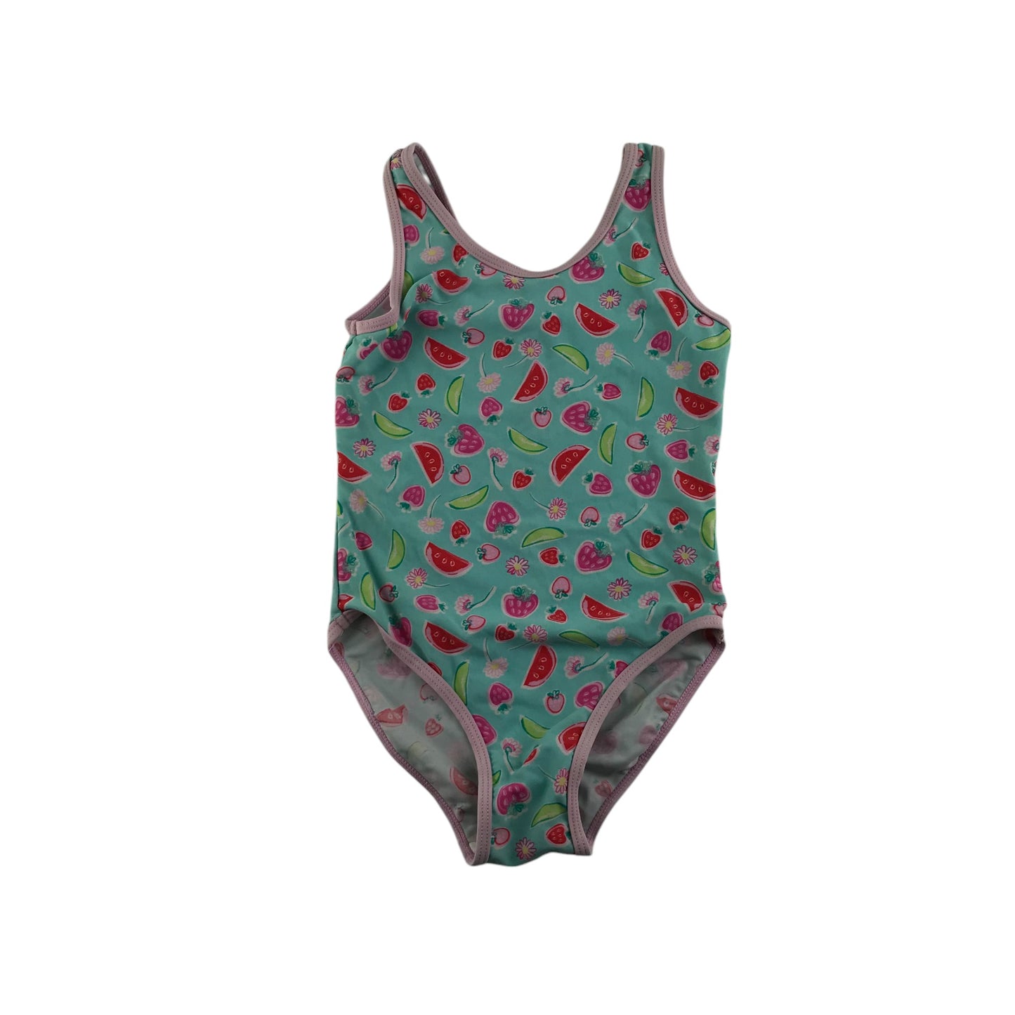 Blue swimsuit 6-7 years fruits graphic one-piece cossie