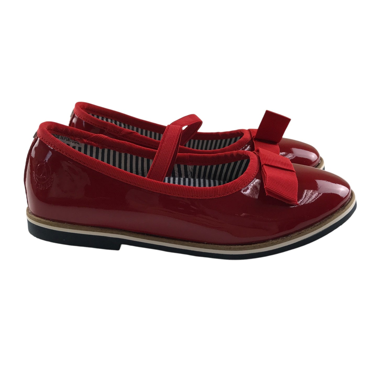 Petit Bateau mary janes shoe size 12.5 junior red leather ballerina style with strap