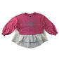 River Island sweater 5-6 years pink baggy arms cropped with white floral underlayer