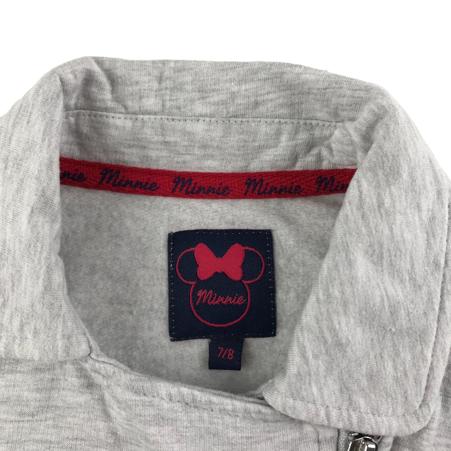 Disney Sweater Age 7 Grey Zip Up Jersey Minnie Mouse Top