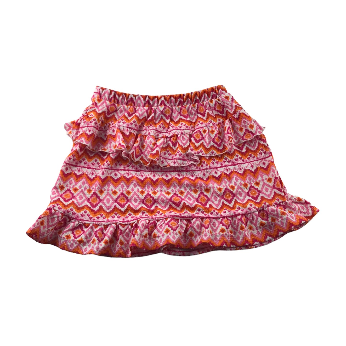 Matalan Skirt Age 12 Pink Geometric Pattern Frill Layer