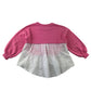 River Island sweater 5-6 years pink baggy arms cropped with white floral underlayer