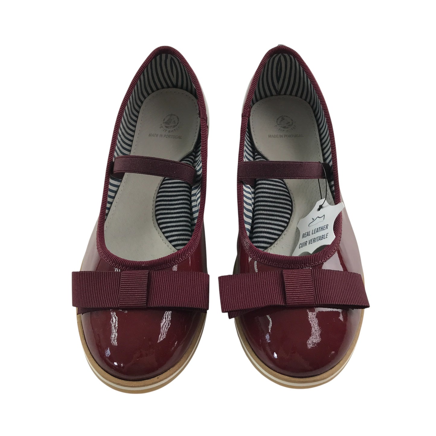 Petit Bateau mary janes shoe size 13 junior burgundy leather ballerina style with strap