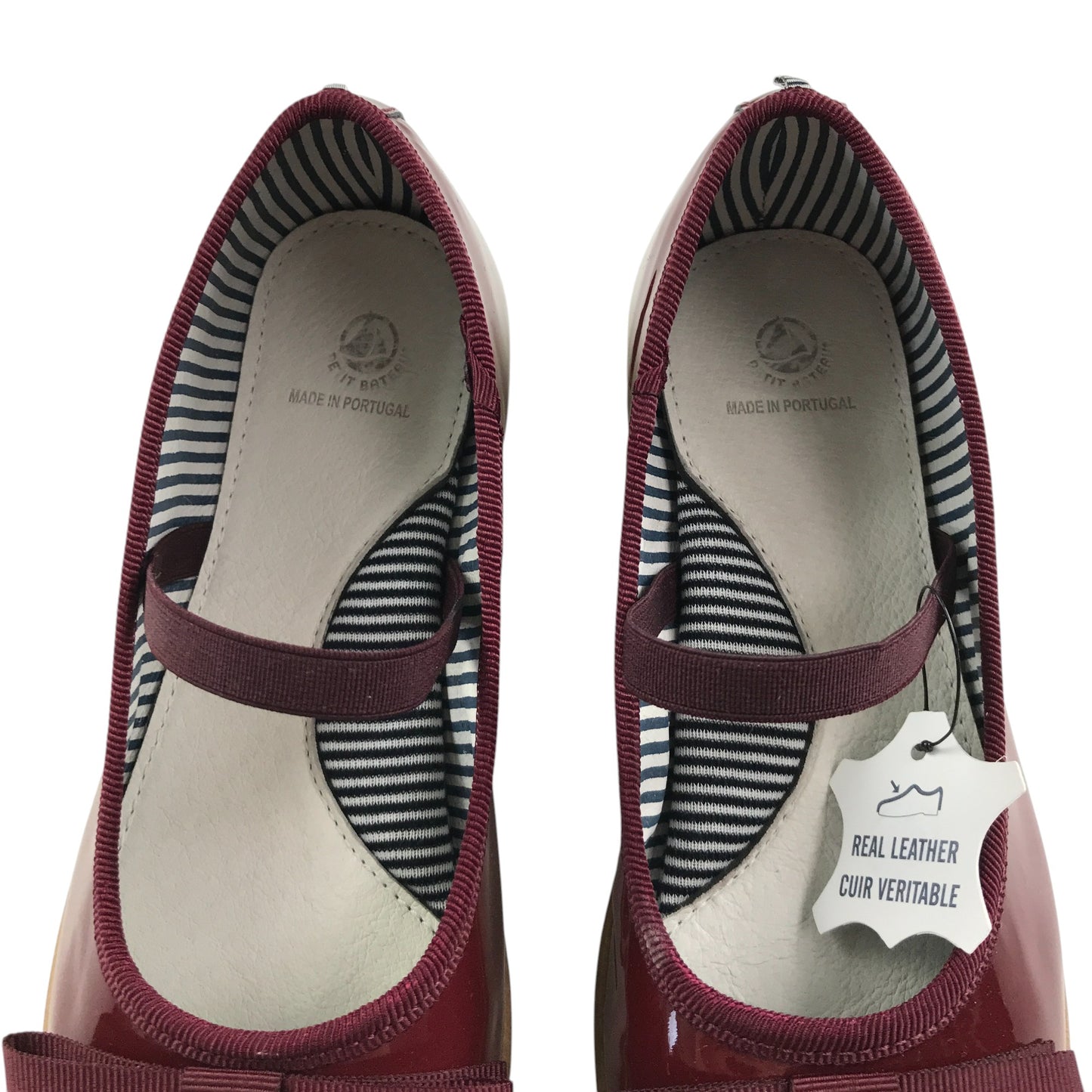 Petit Bateau mary janes shoe size 13 junior burgundy leather ballerina style with strap
