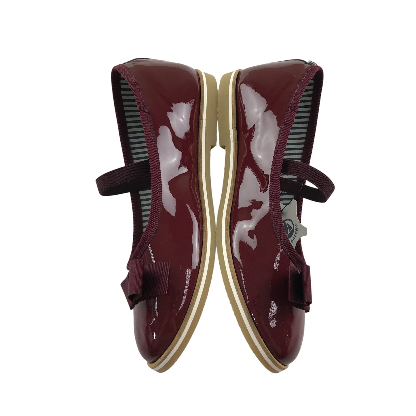 Petit Bateau mary janes shoe size 13 junior burgundy leather ballerina style with strap