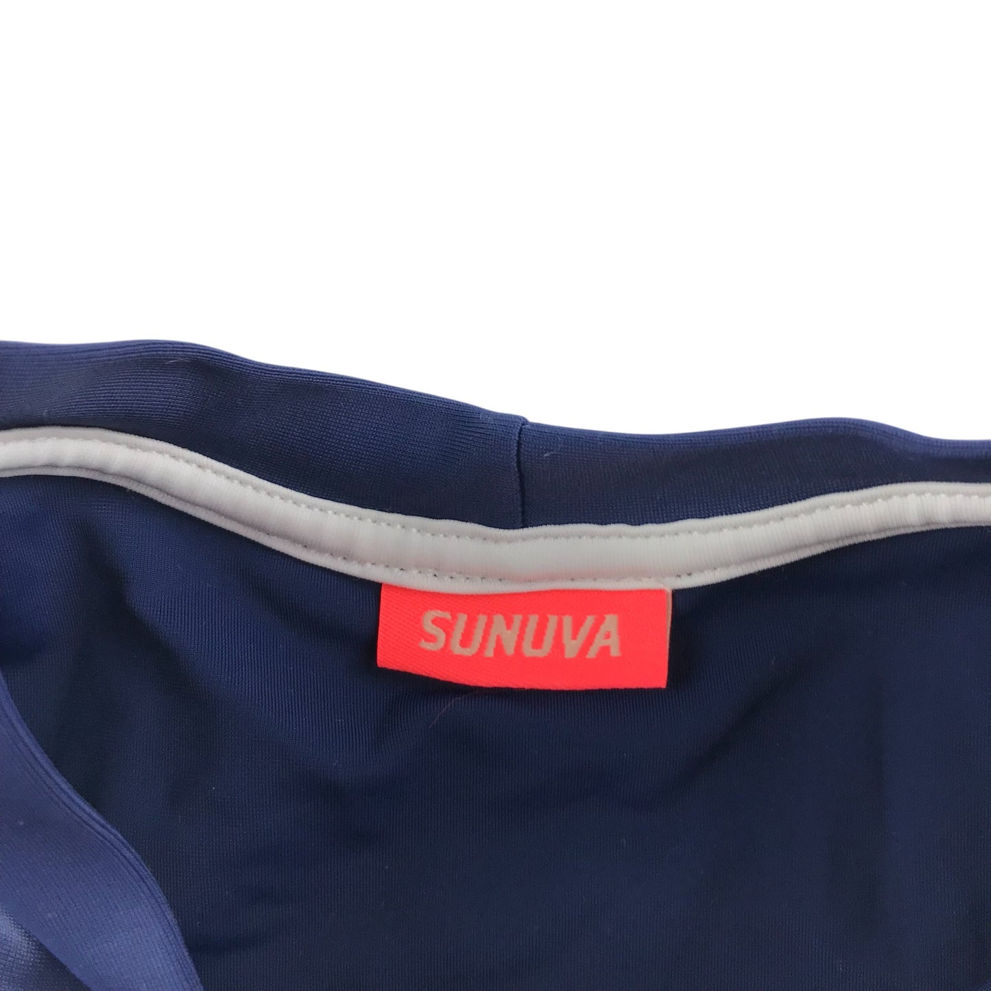 Sunuva swim top 7-8 years navy blue with frilled cap sleeves