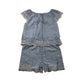 Nutmeg Playsuit Age 5 Light Blue Stripy Embroidered Cotton