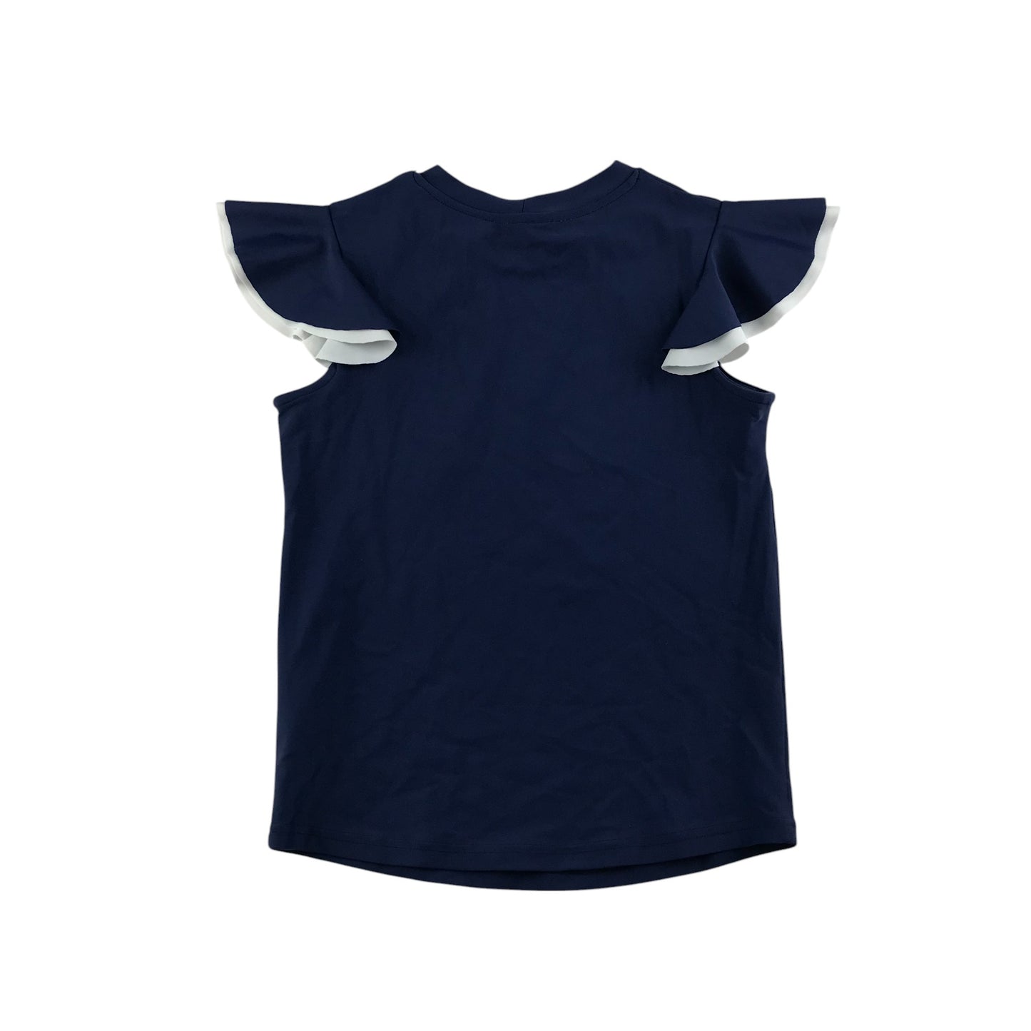 Sunuva swim top 7-8 years navy blue with frilled cap sleeves