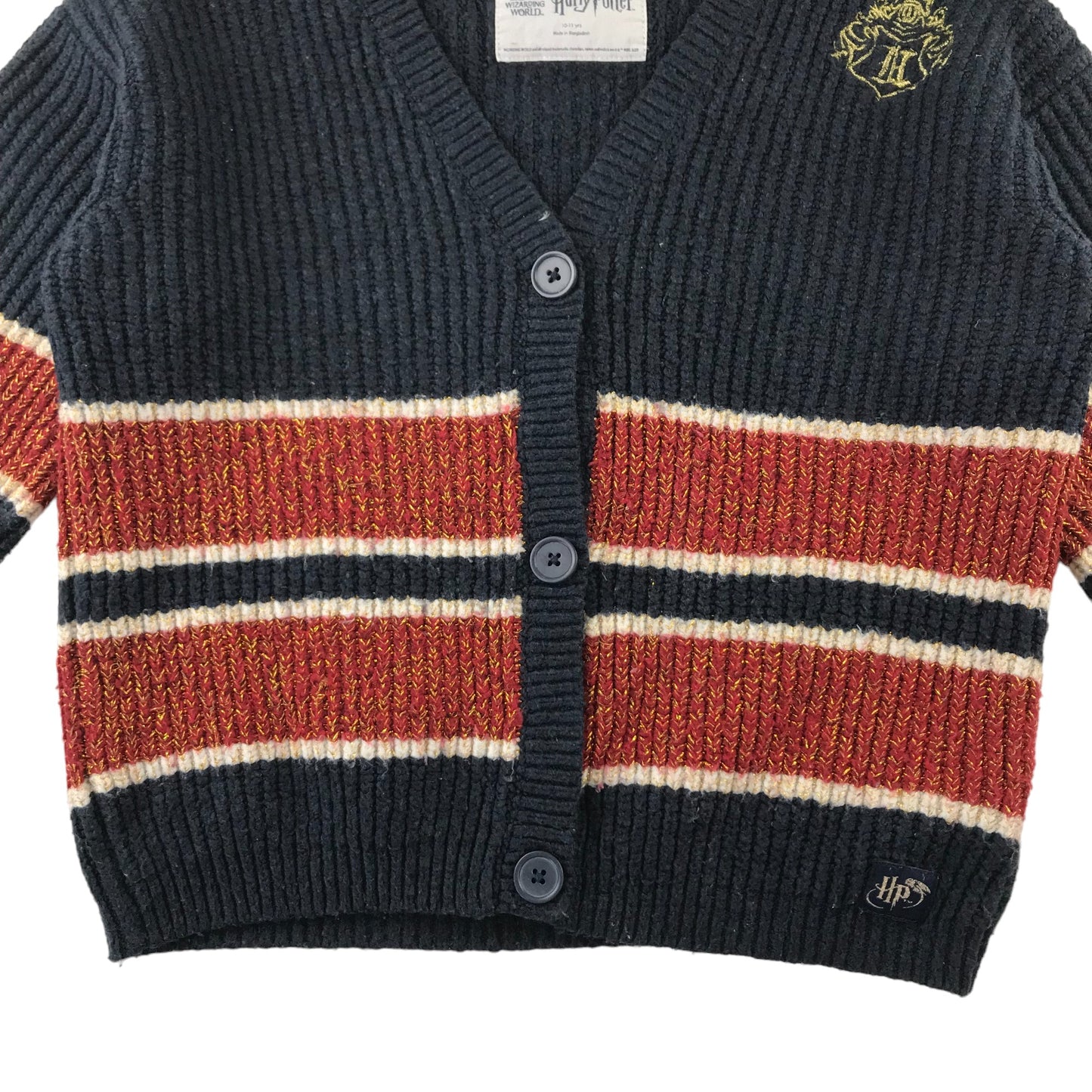 M&S cardigan 10-11 years navy burgundy Harry Potter button up