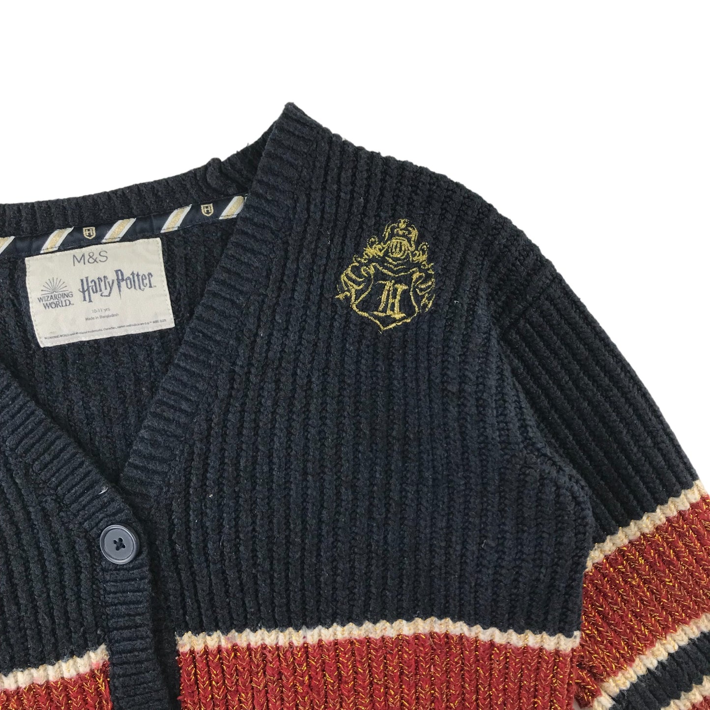 M&S cardigan 10-11 years navy burgundy Harry Potter button up