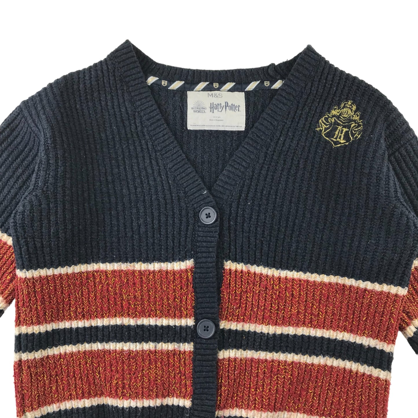 M&S cardigan 10-11 years navy burgundy Harry Potter button up