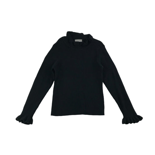 Matalan Light Jumper Age 7 Black Frilled Sleeves and Collar