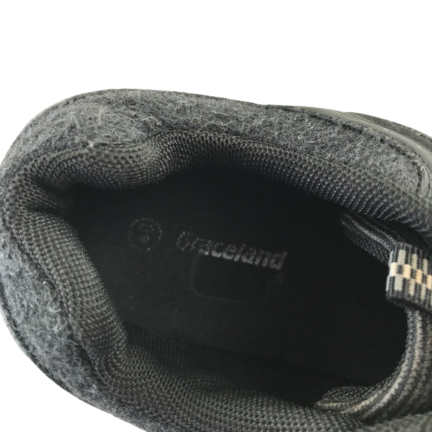 Graceland hiking shoe size 6.5 black with white detailing non tying