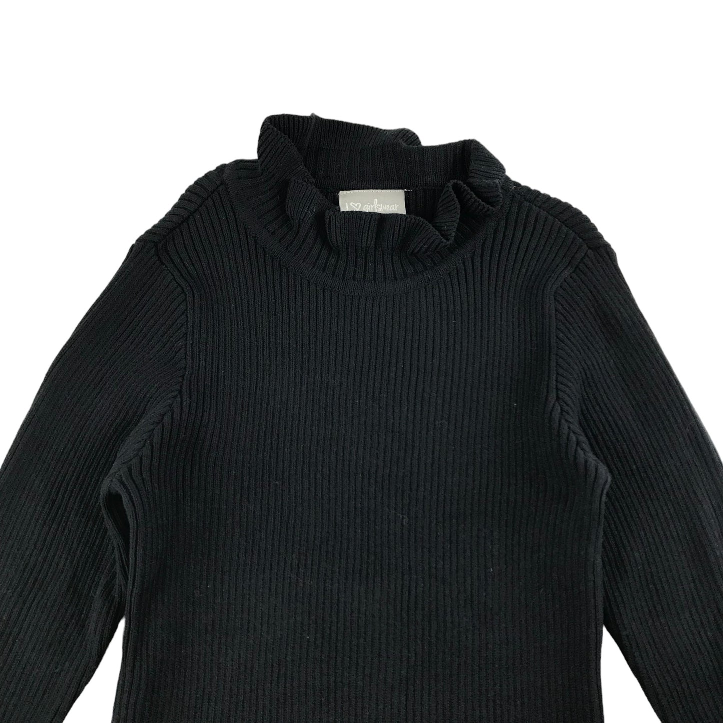 Matalan Light Jumper Age 7 Black Frilled Sleeves and Collar