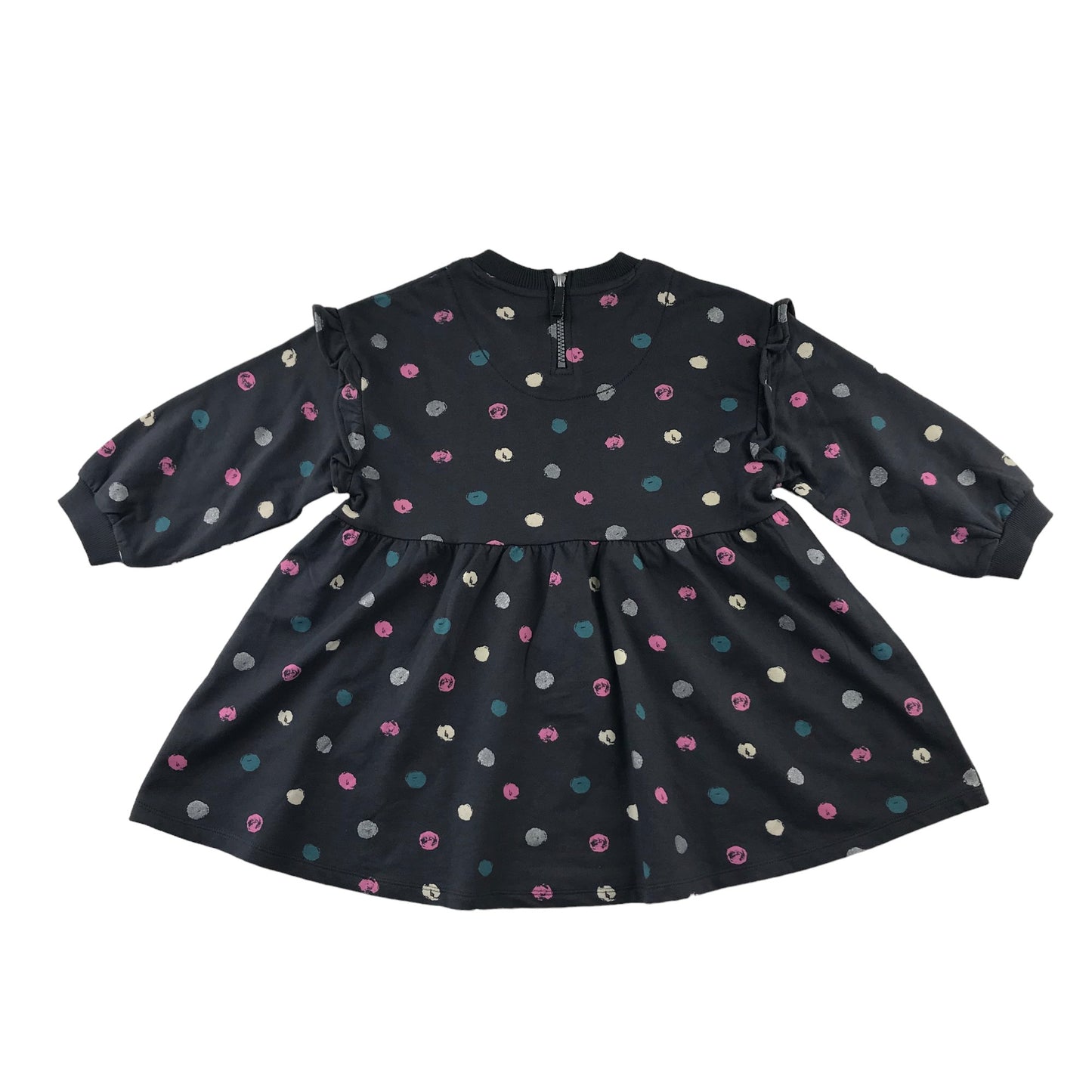 John Lewis dress 5-6 years grey multicolour spot pattern long sleeve jersey cotton