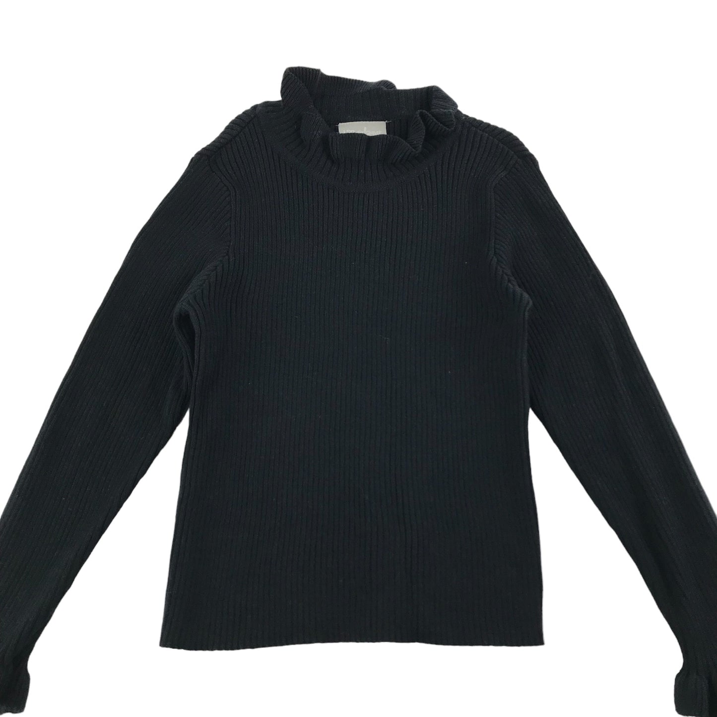 Matalan Light Jumper Age 7 Black Frilled Sleeves and Collar