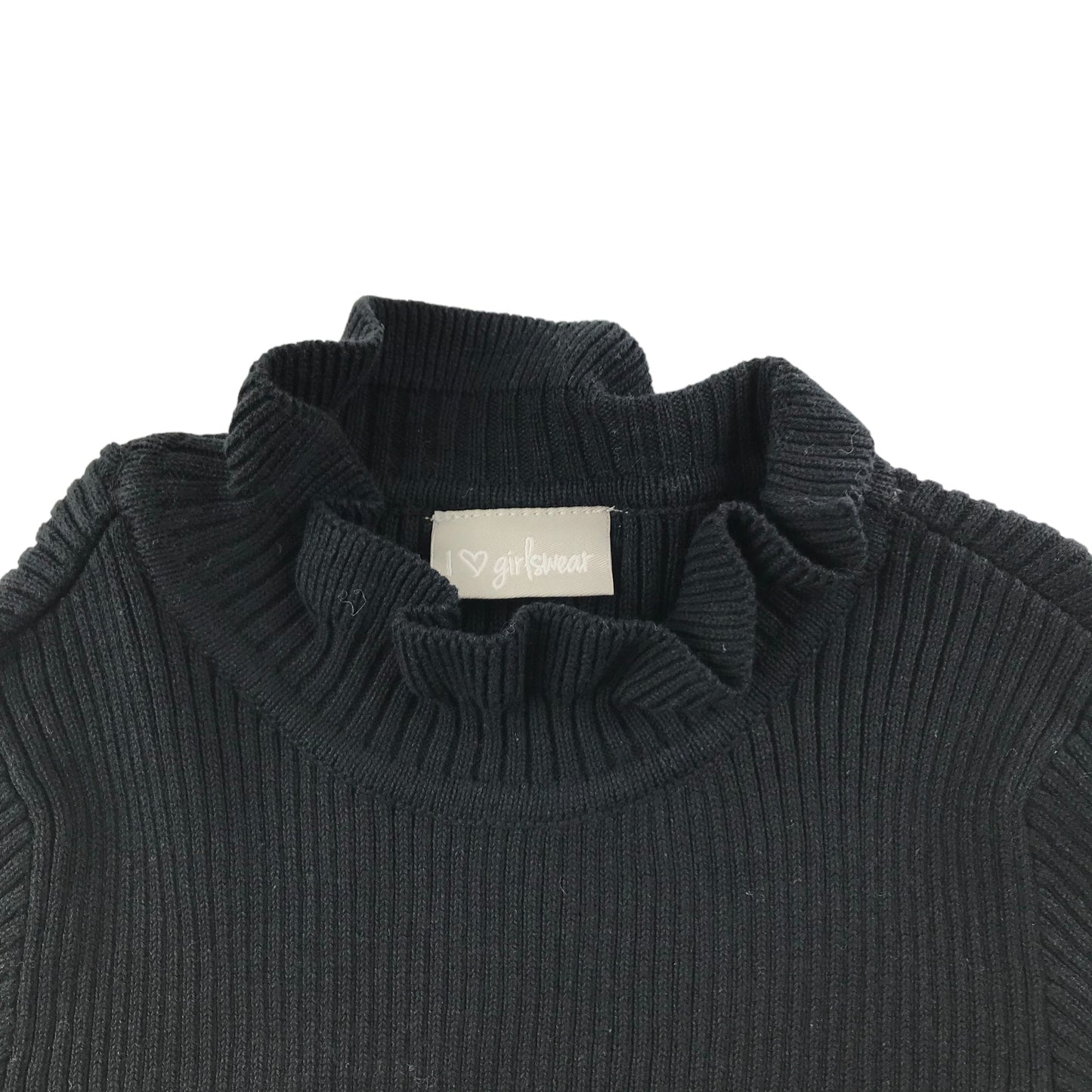 Matalan Light Jumper Age 7 Black Frilled Sleeves and Collar