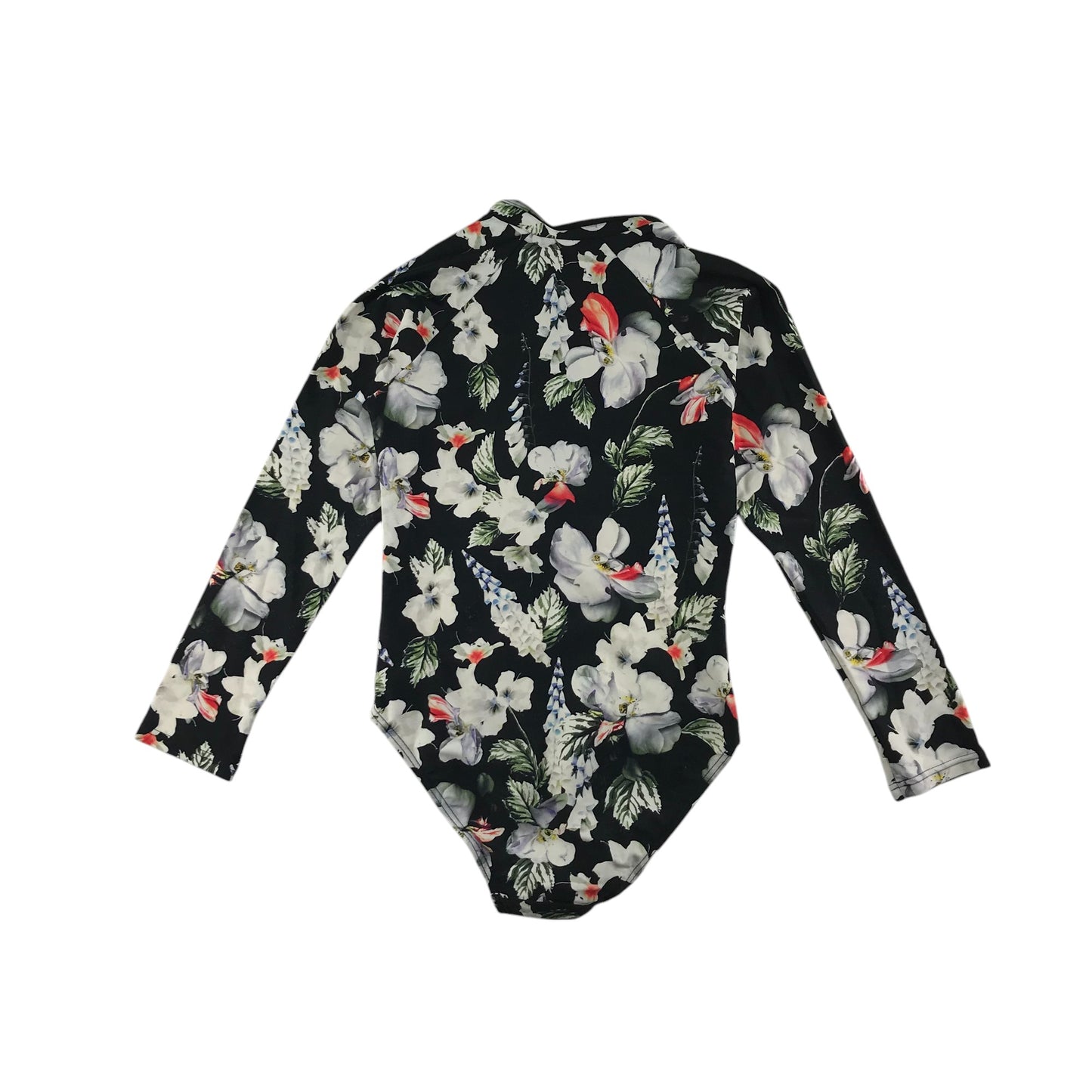 Cupid Girl swimsuit 7-8 years black and floral long sleeve one-piece cossie