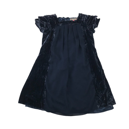 John Lewis dress 6-7 years navy blue velvet-style panelled A-line with sequins