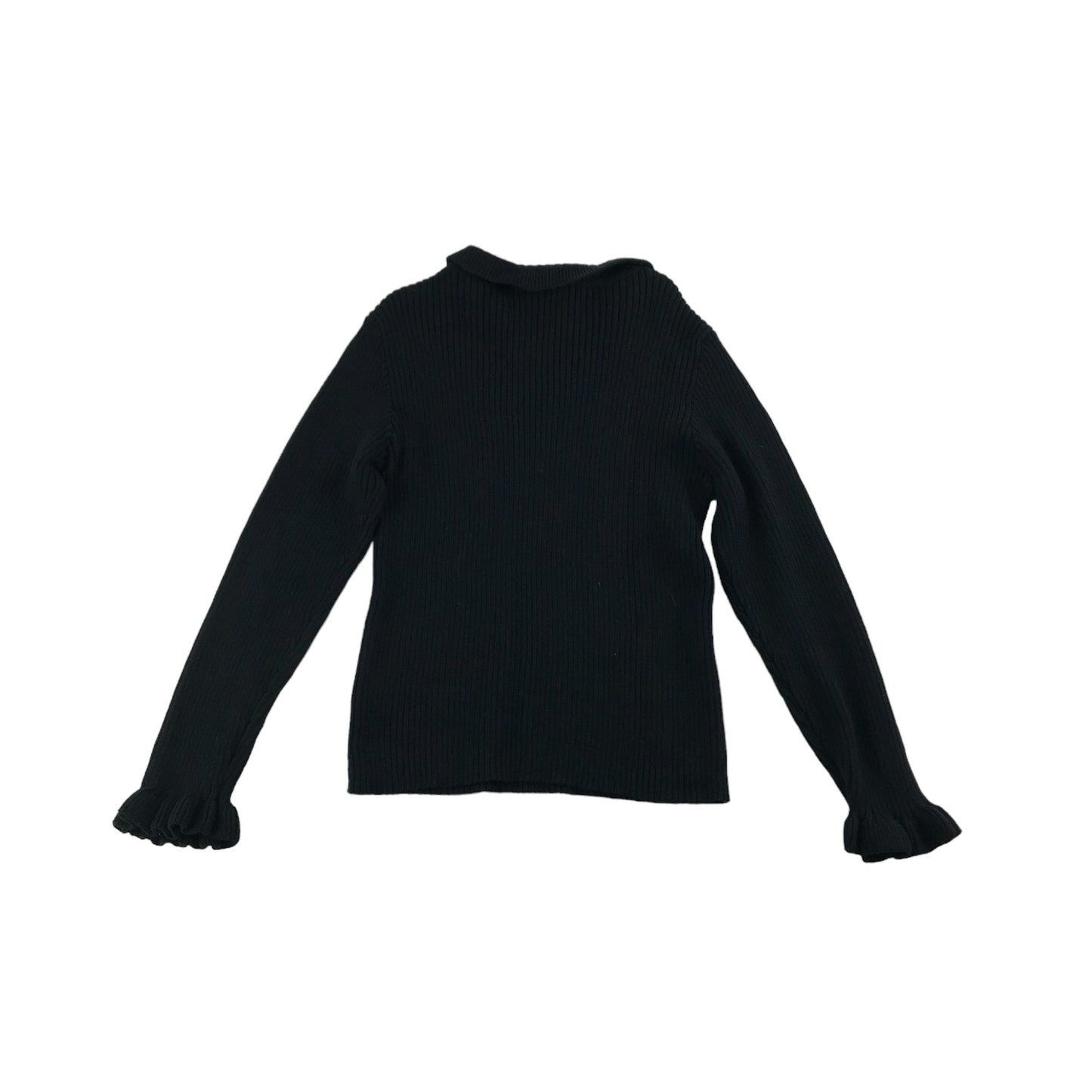 Matalan Light Jumper Age 7 Black Frilled Sleeves and Collar