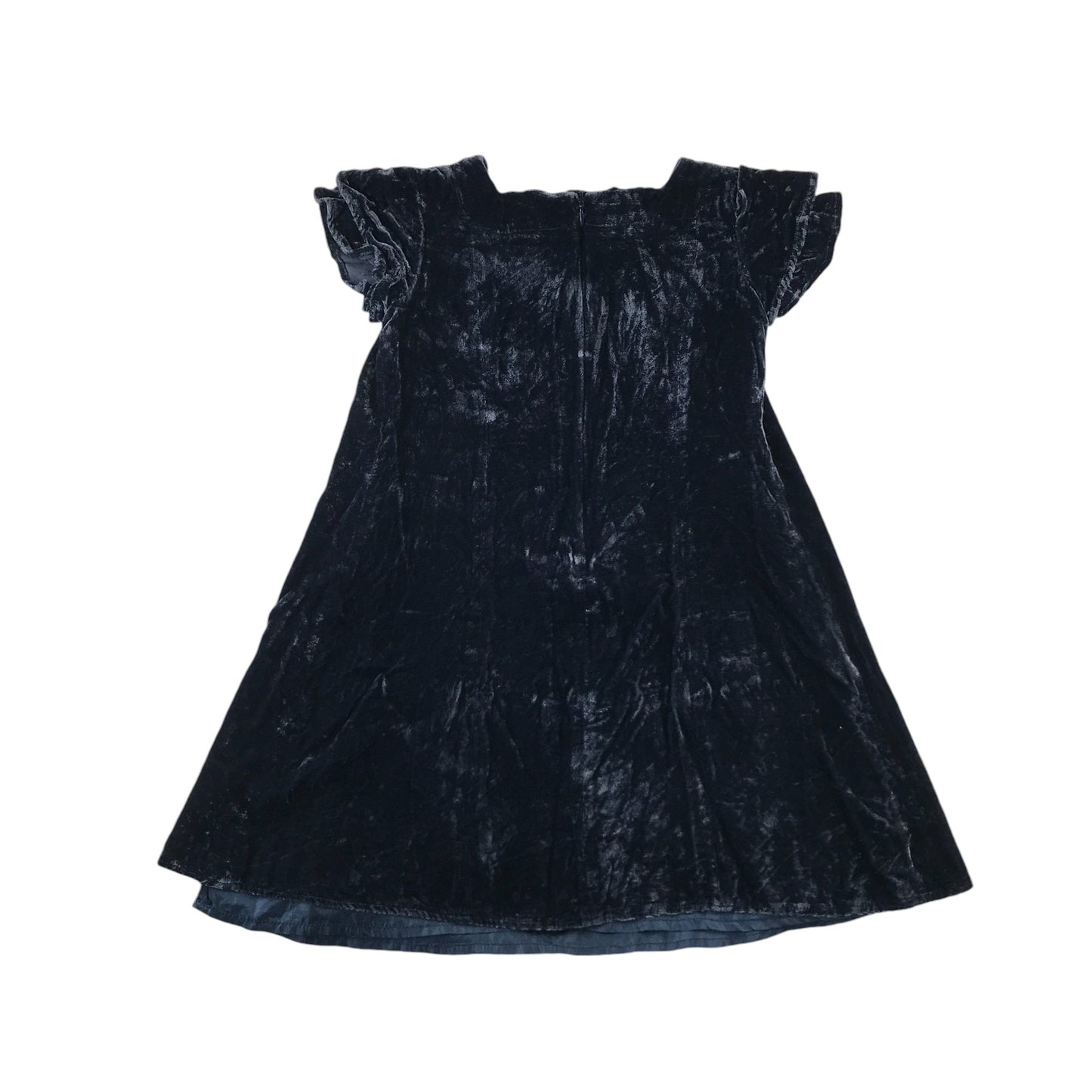 John Lewis dress 6-7 years navy blue velvet-style panelled A-line with sequins