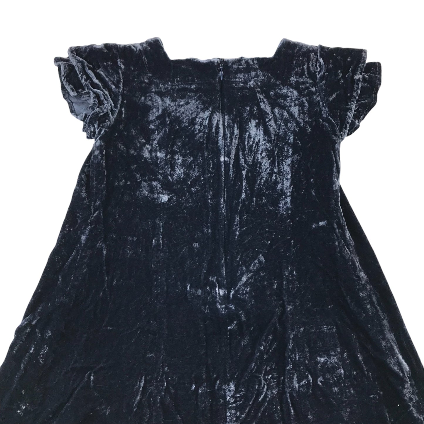 John Lewis dress 6-7 years navy blue velvet-style panelled A-line with sequins